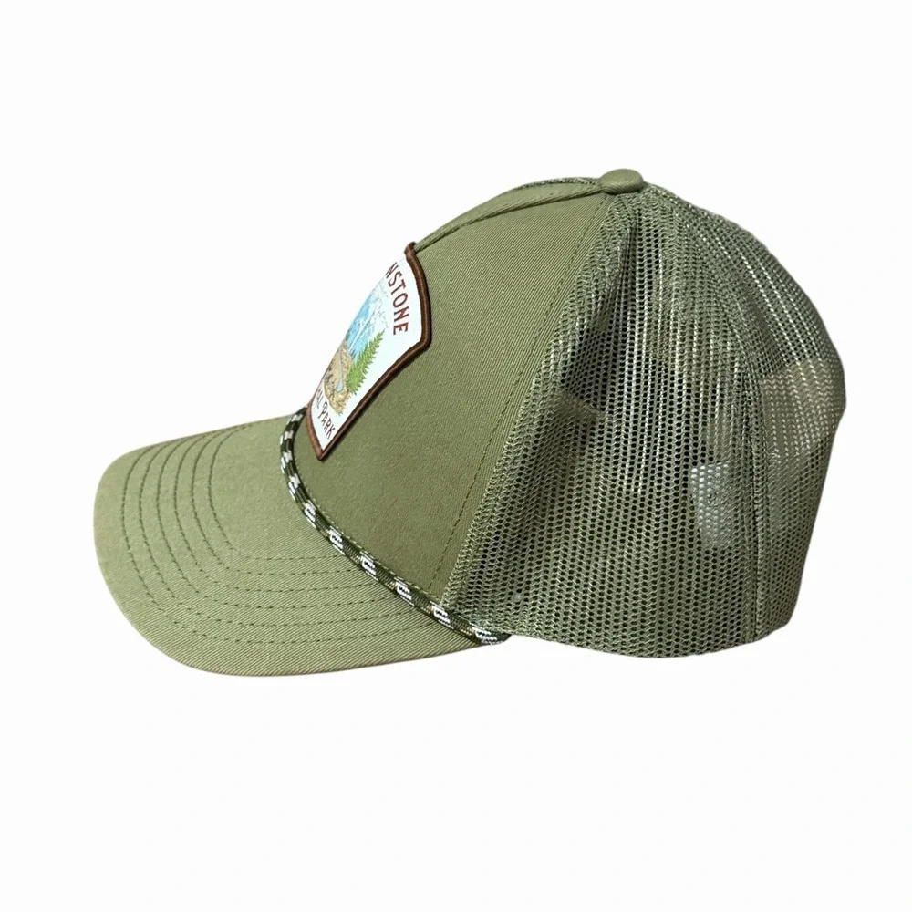Yellowstone National Park Hat Cap Trucker Mad Engine Rope Snapback Green Patch‎
